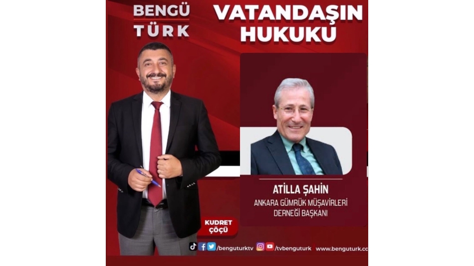 Yönetim Kurulu Başkanımız Sayın Atilla ŞAHİN Bengi Türk TV'de  canlı yayın konuğu olmuştur. İzlemek için tıklayınız.